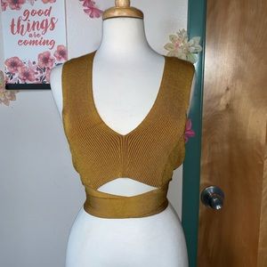 Bebe Mustard Knit Crop Top